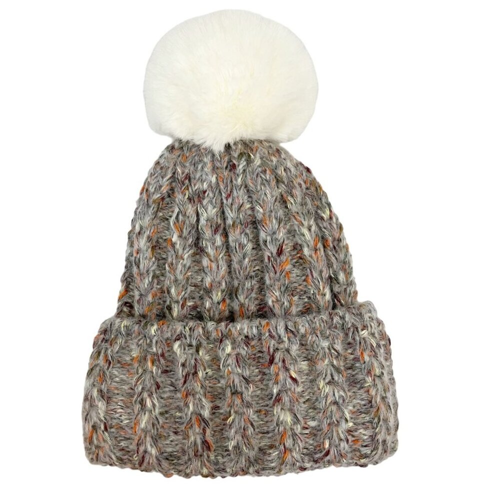 Anthropologie Pom Pom Beanie Hat Winter Ribbed Wool Chunky One Size